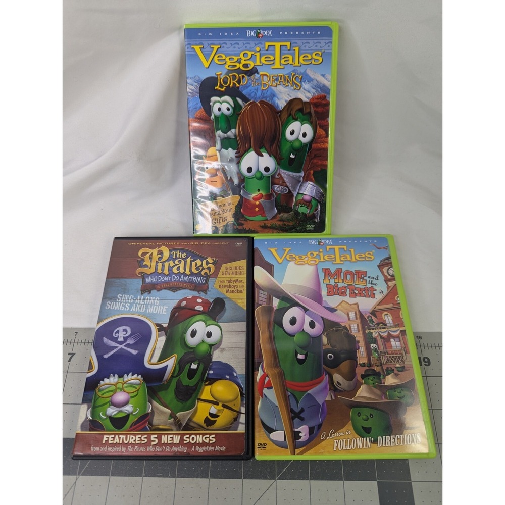 Veggie‎ Tales DVD Lot Lord of Beans  Moe Big Exit Pirates Sing Along